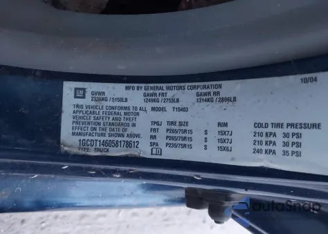 2005 Chevrolet Colorado z USA, uszkodzony, nr VIN 1GCDT146058178612